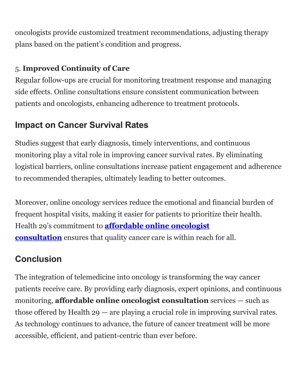 oncologists provide customized treatment