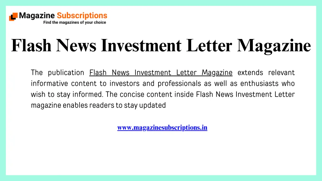 flash news investment letter magazine