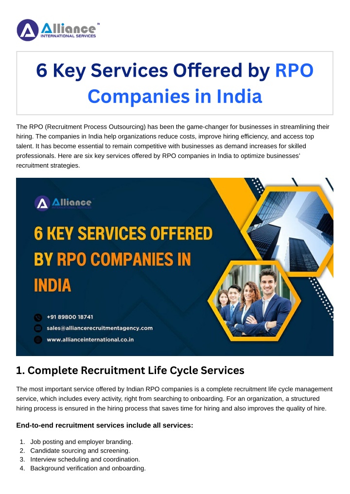 6 key services o ered by rpo companies in india