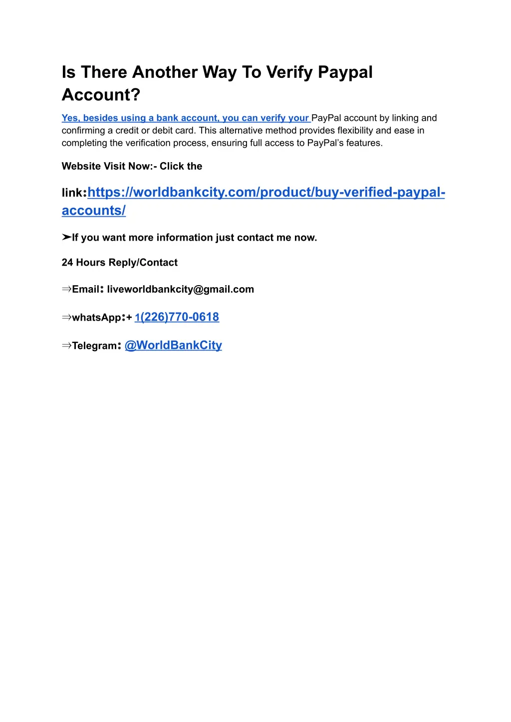 is there another way to verify paypal account