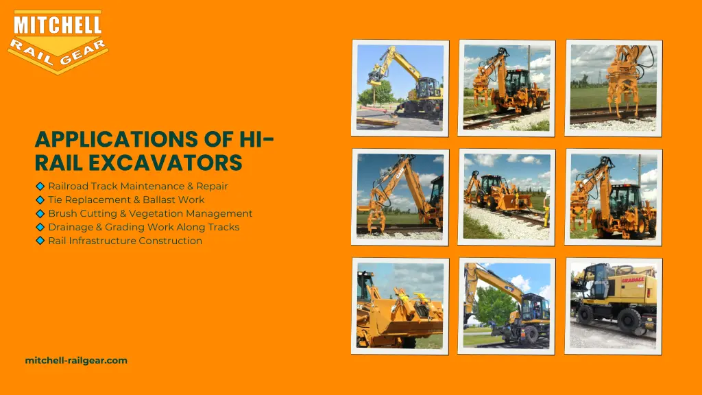 applications of hi rail excavators railroad track