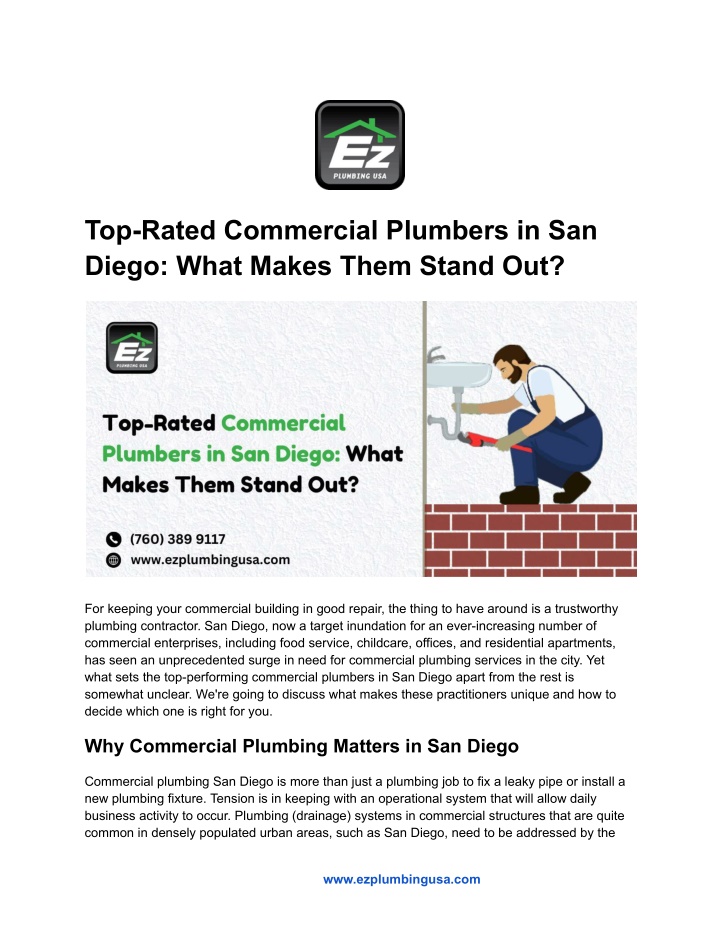 top rated commercial plumbers in san diego what