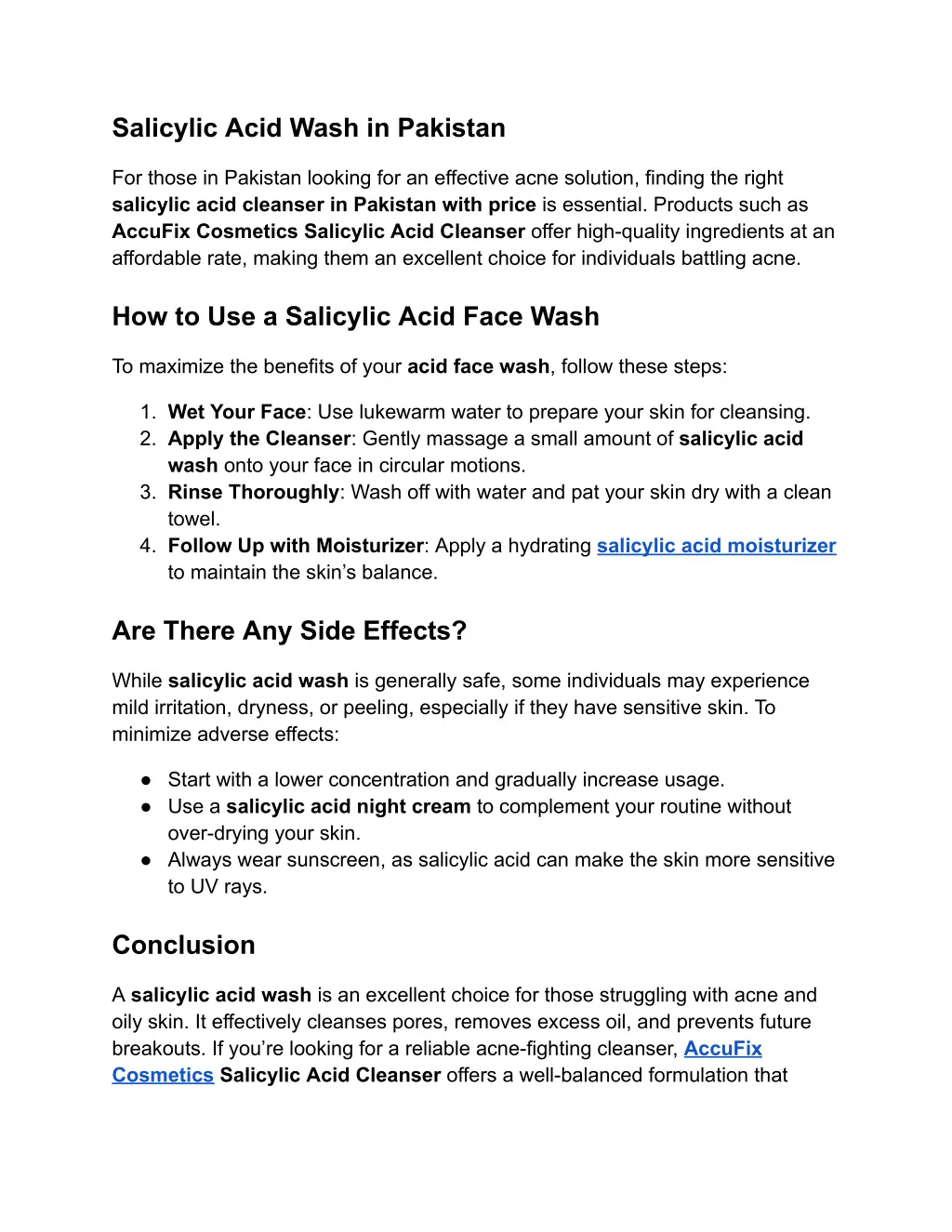 salicylic acid wash in pakistan