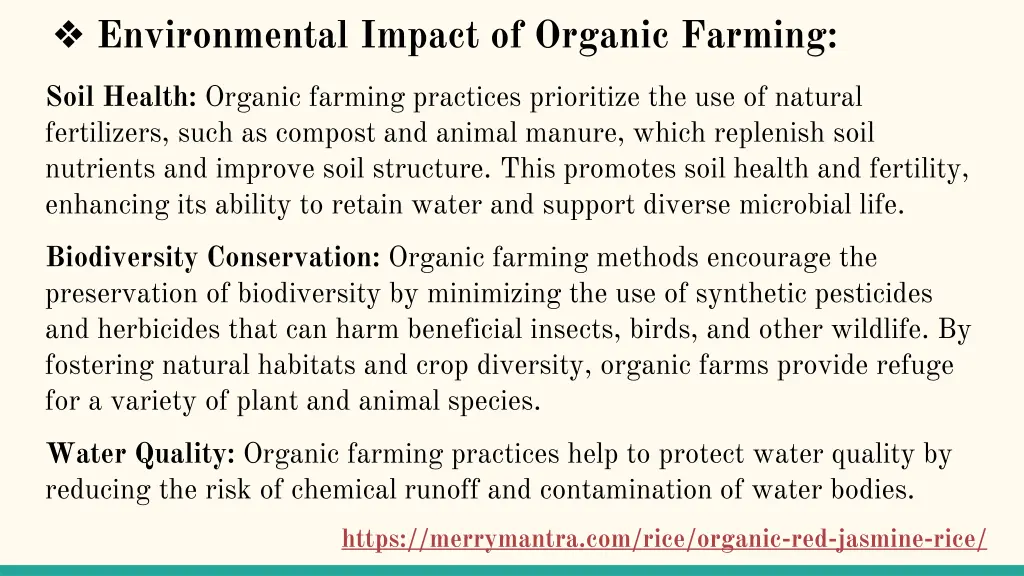 environmental impact of organic farming