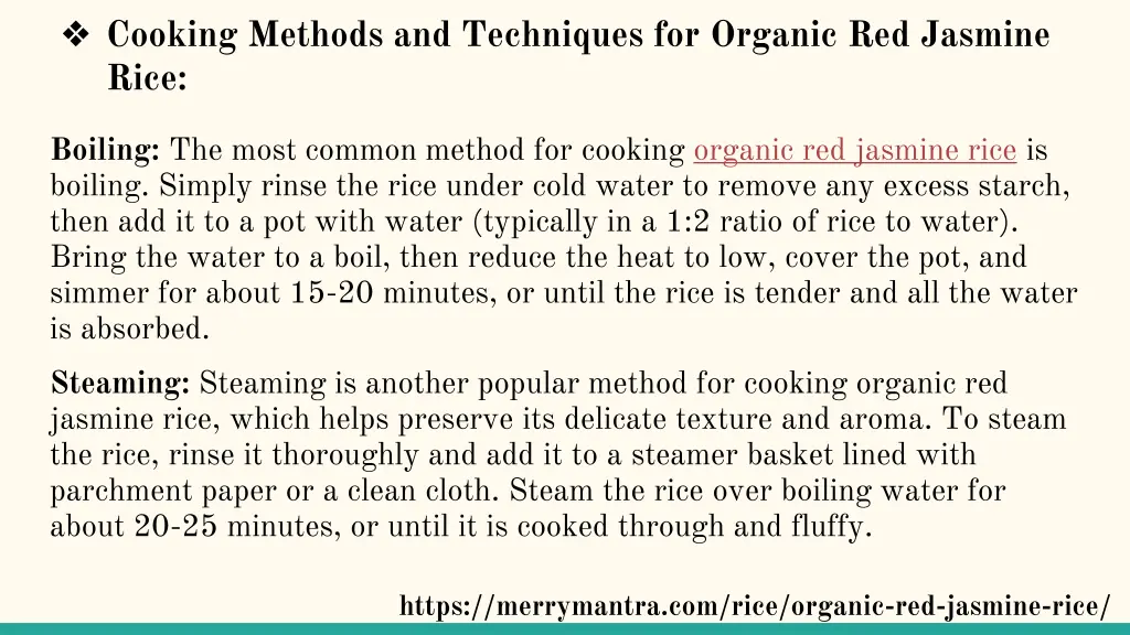 cooking methods and techniques for organic