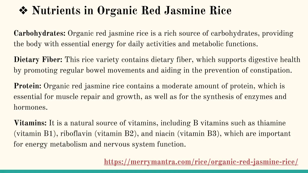 nutrients in organic red jasmine rice