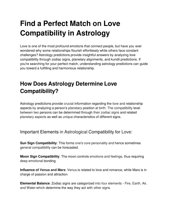 find a perfect match on love compatibility