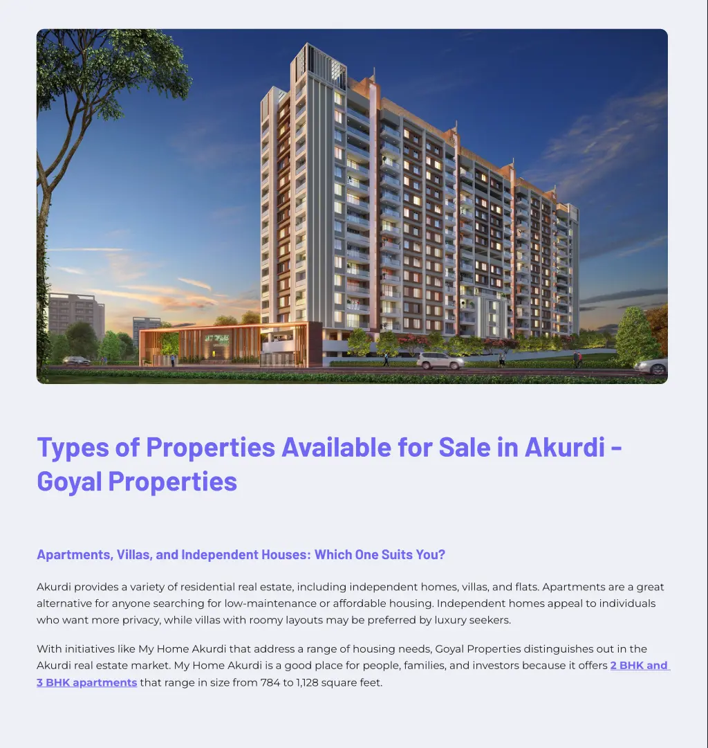 types of properties available for sale in akurdi