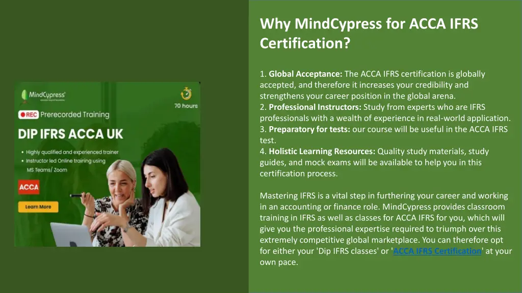 why mindcypress for acca ifrs certification