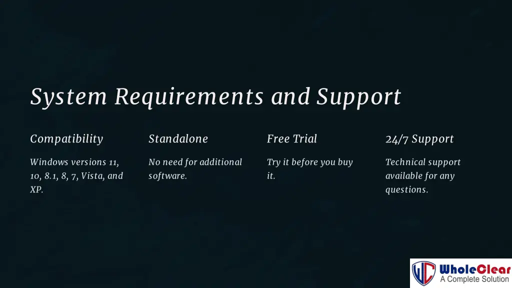 system requirements and support
