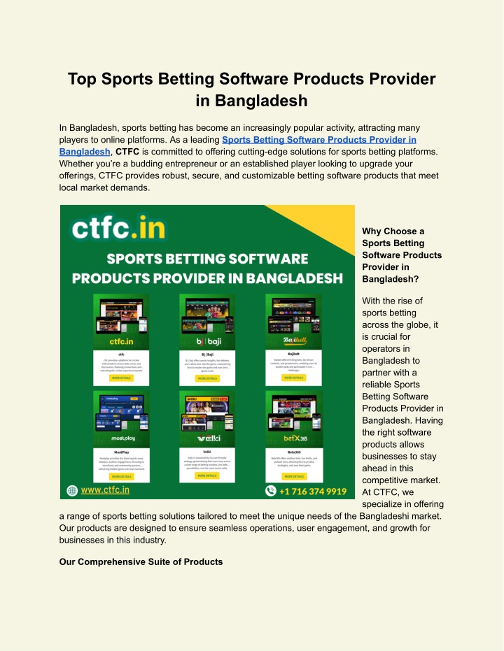 top sports betting software products provider