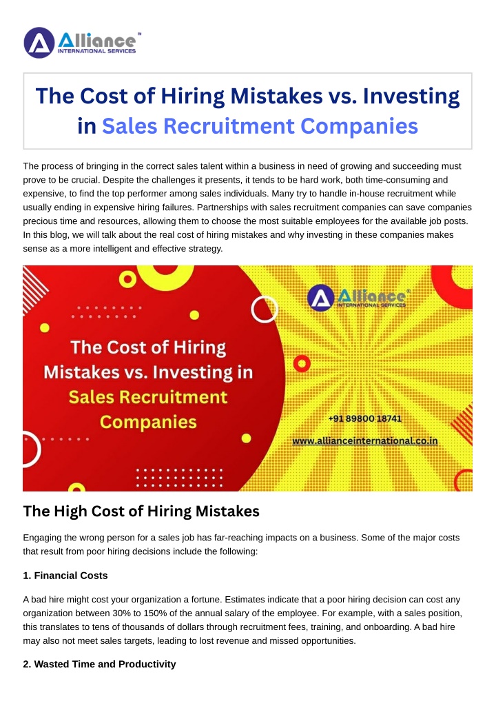 the cost of hiring mistakes vs investing in sales
