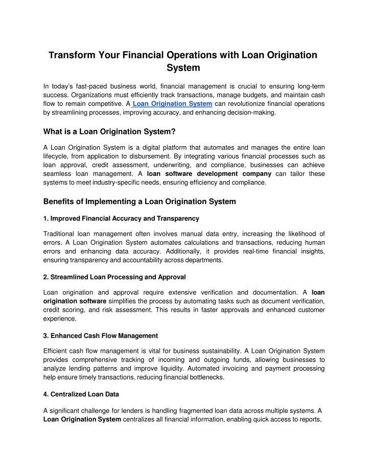 t ransform your financial operations with loan