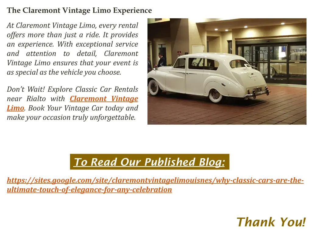 the claremont vintage limo experience