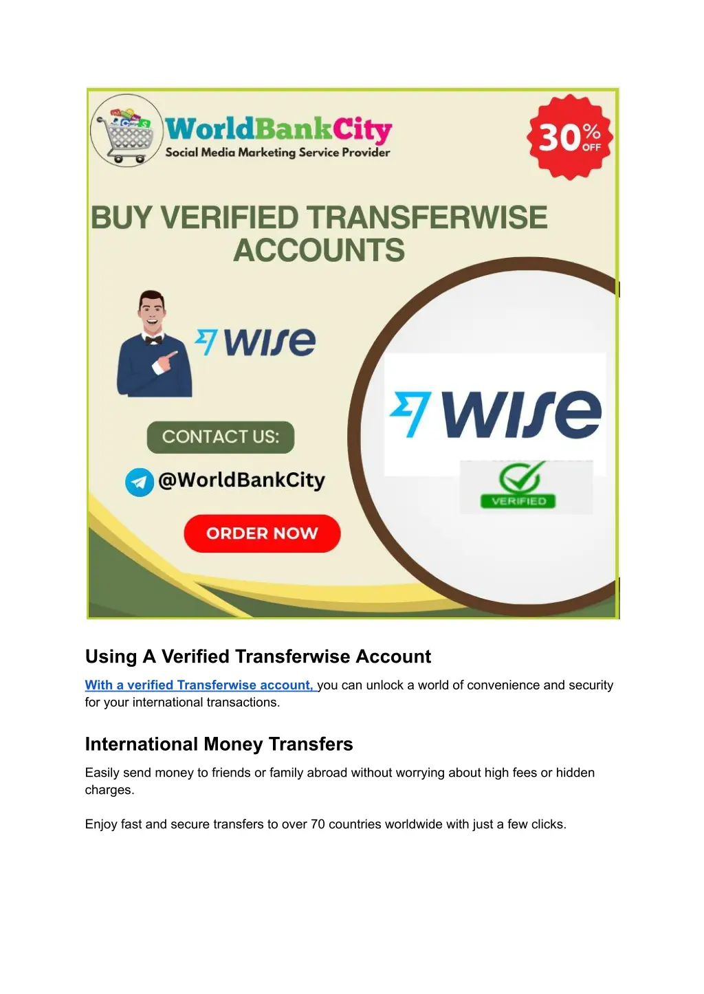 using a verified transferwise account