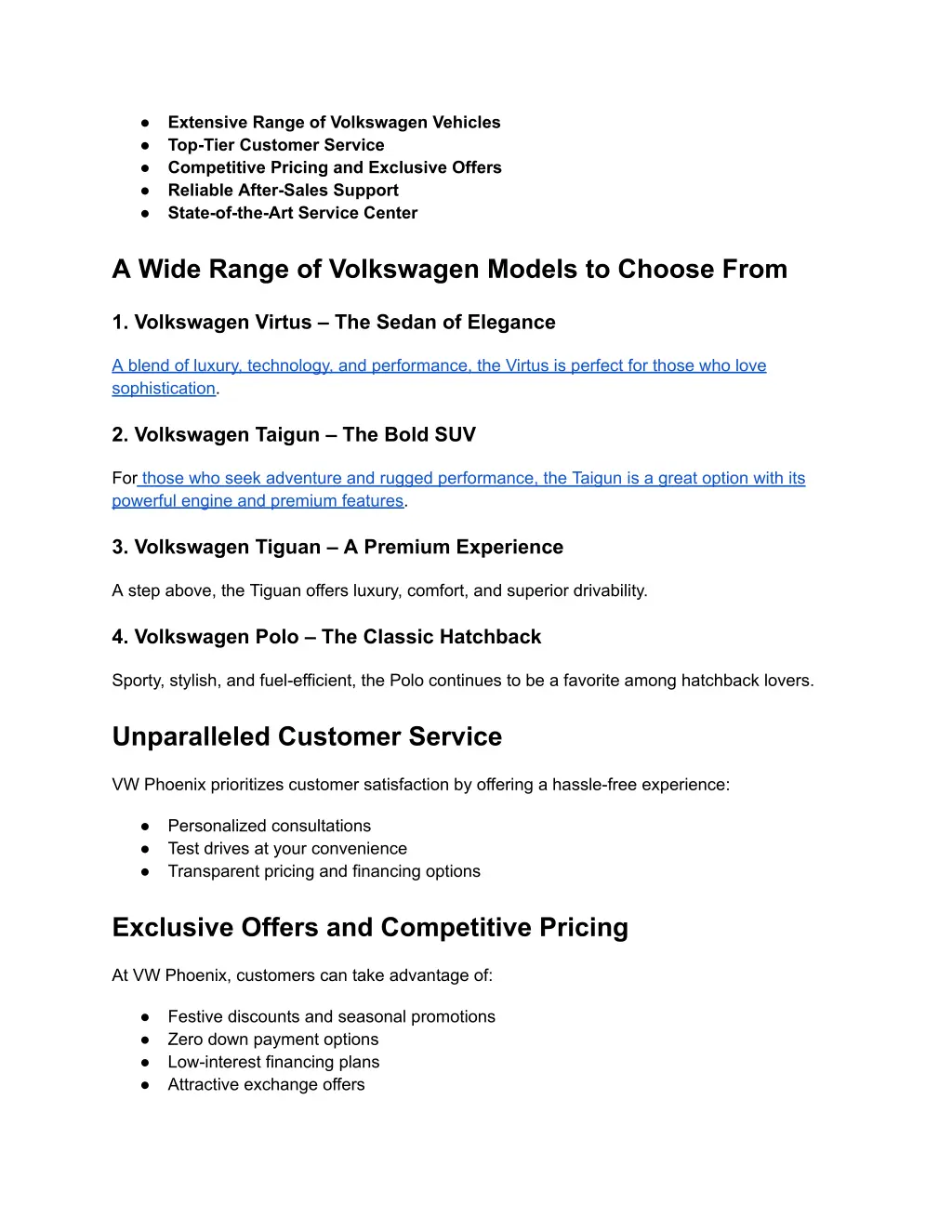 extensive range of volkswagen vehicles top tier