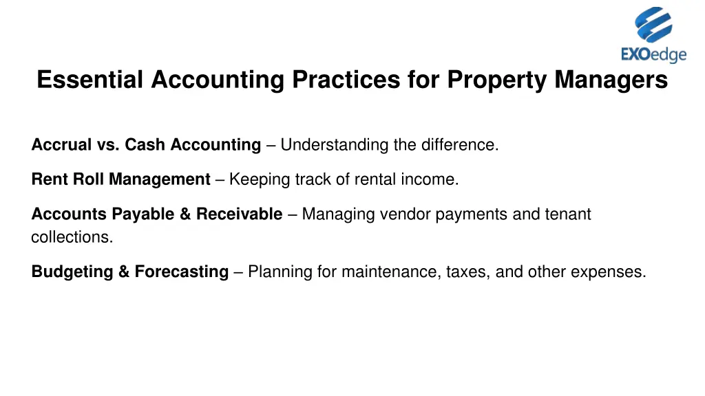 essential accounting practices for property