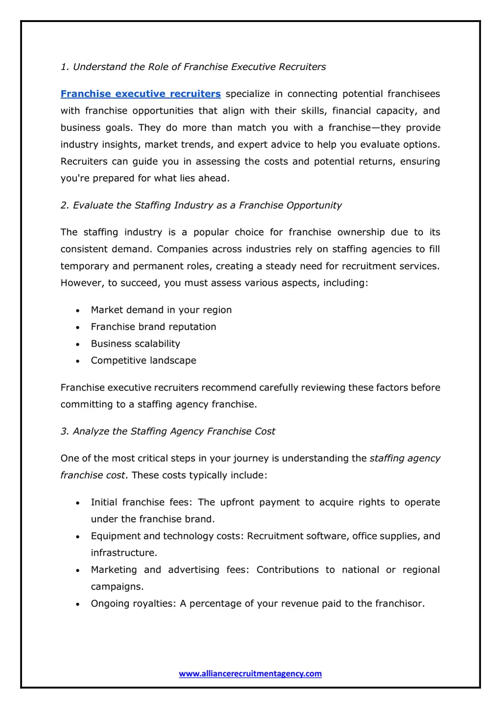 1 understand the role of franchise executive