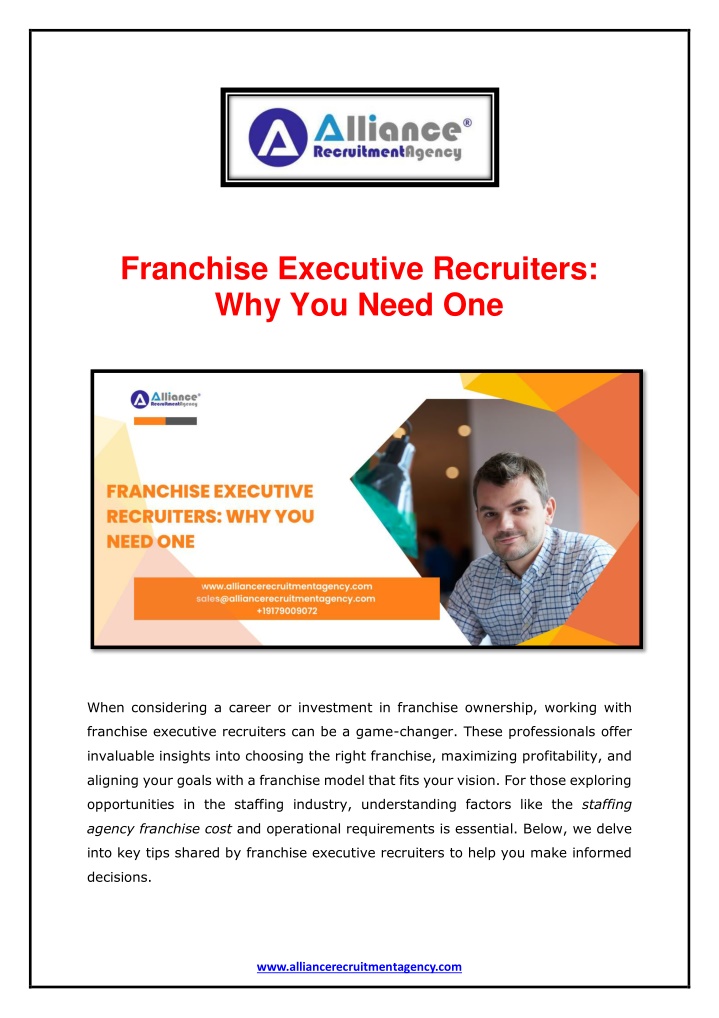franchise executive recruiters why you need one