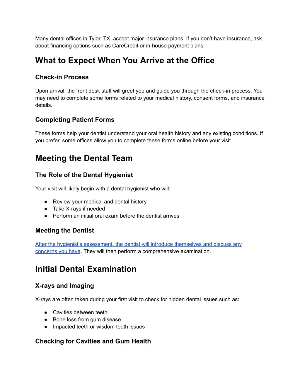 many dental offices in tyler tx accept major