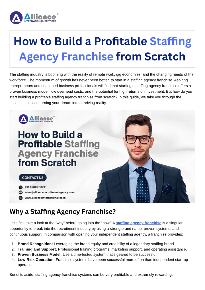 how to build a profitable sta ng agency franchise