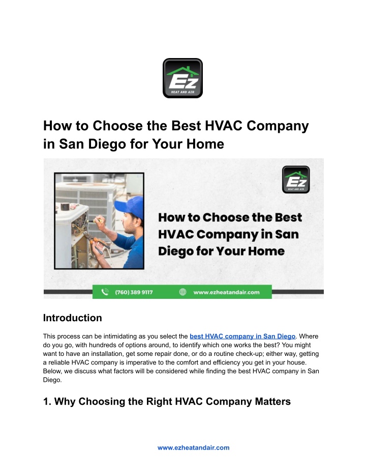 how to choose the best hvac company in san diego
