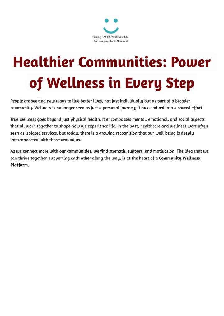 healthier communities power of wellness in every