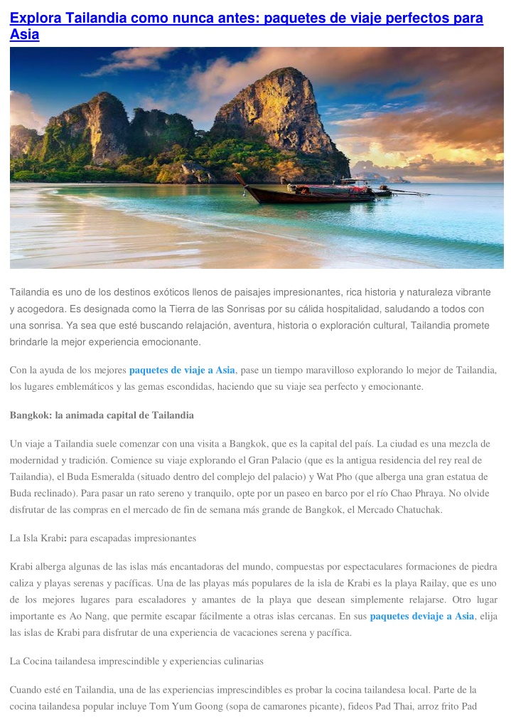 explora tailandia como nunca antes paquetes