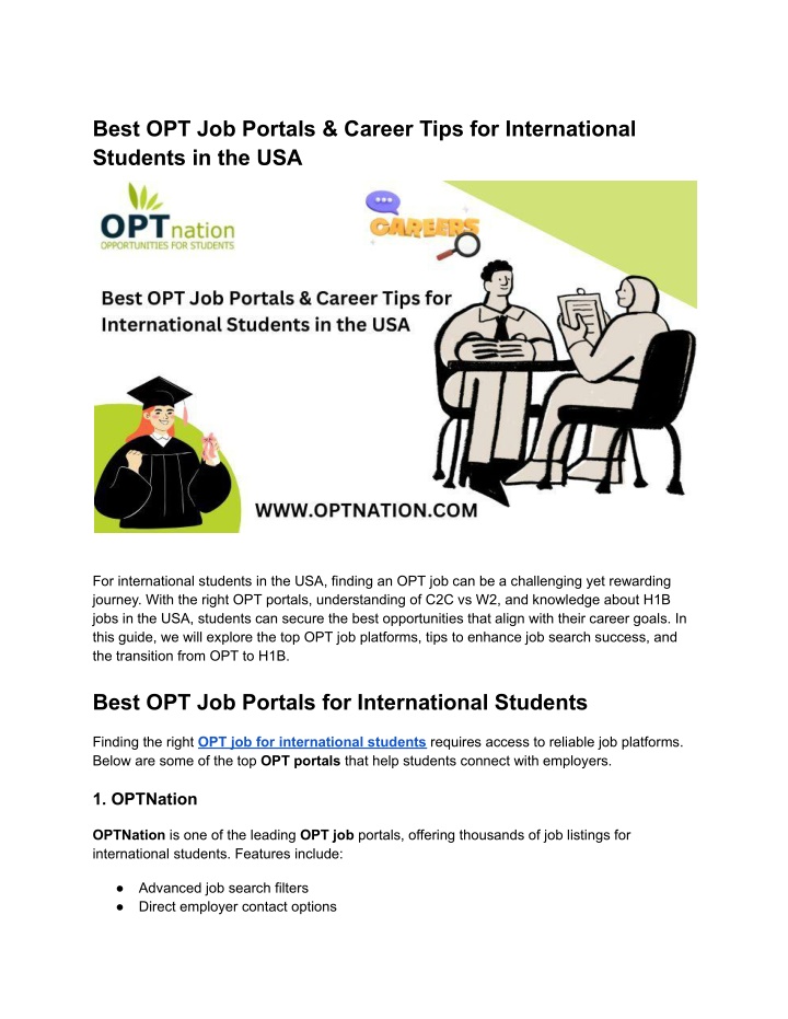 best opt job portals career tips