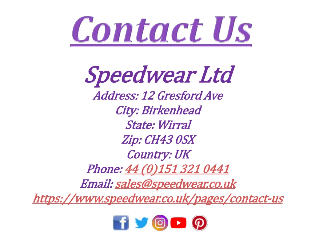 speedwear speedwear ltd address 12 address