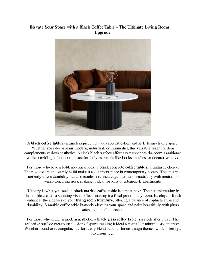 elevate your space with a black coffee table