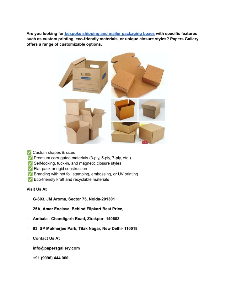 are you looking for bespoke shipping and mailer
