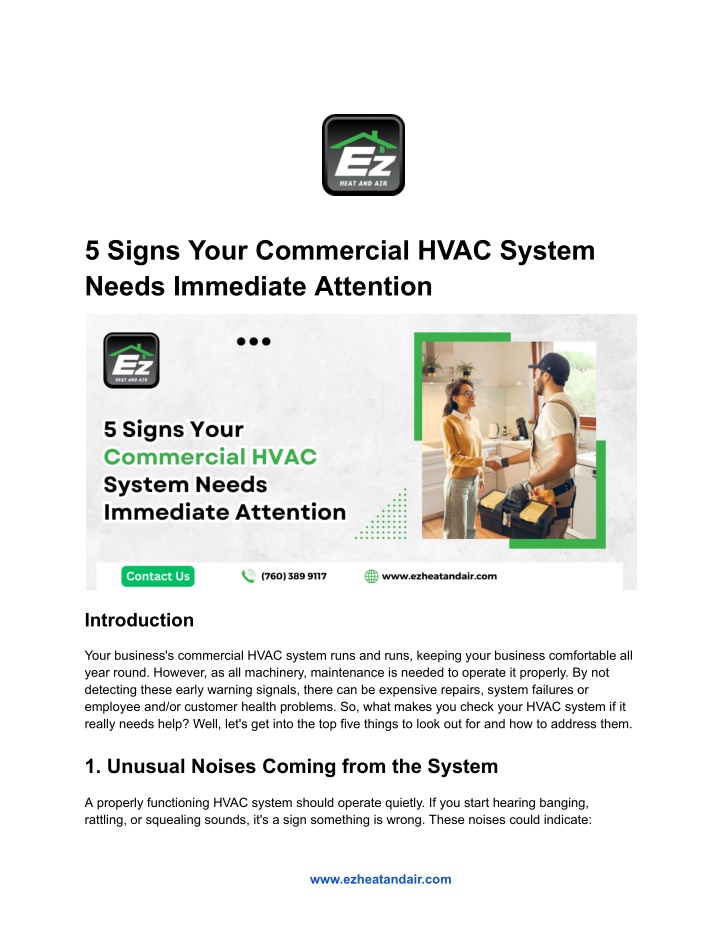 5 signs your commercial hvac system needs