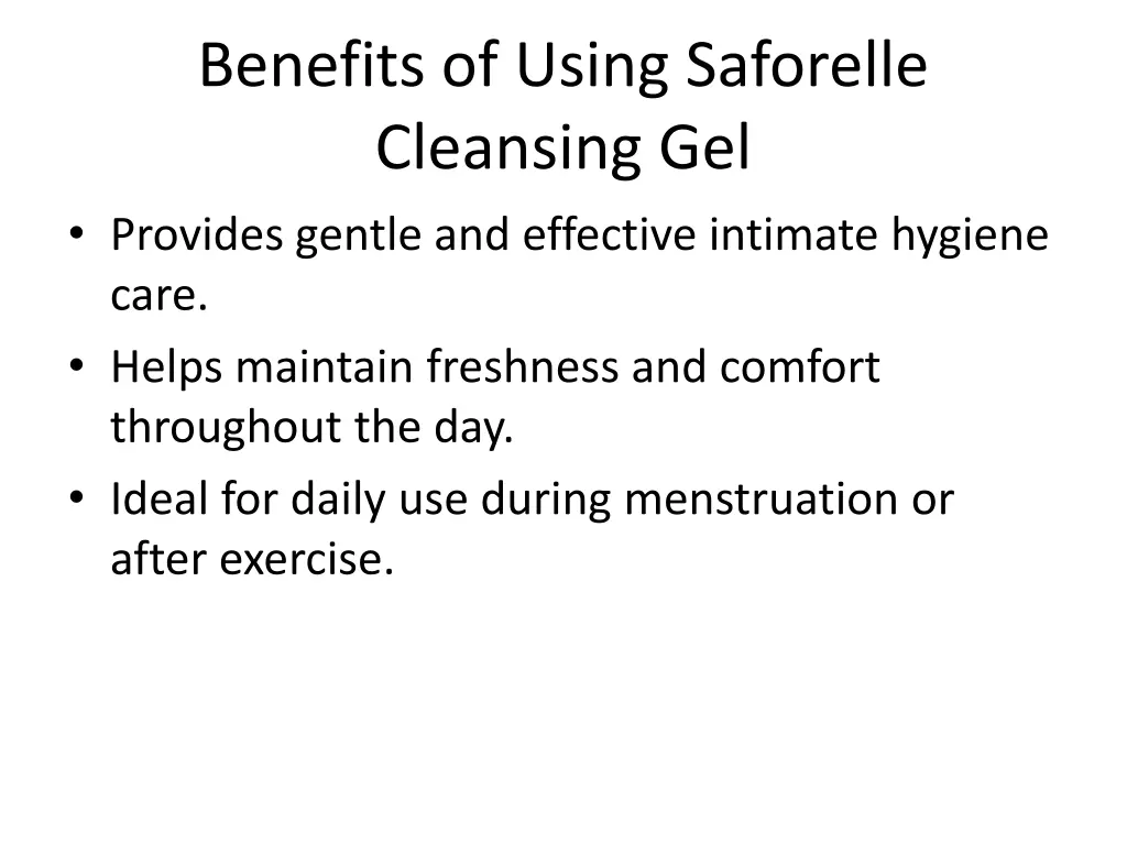 benefits of using saforelle cleansing