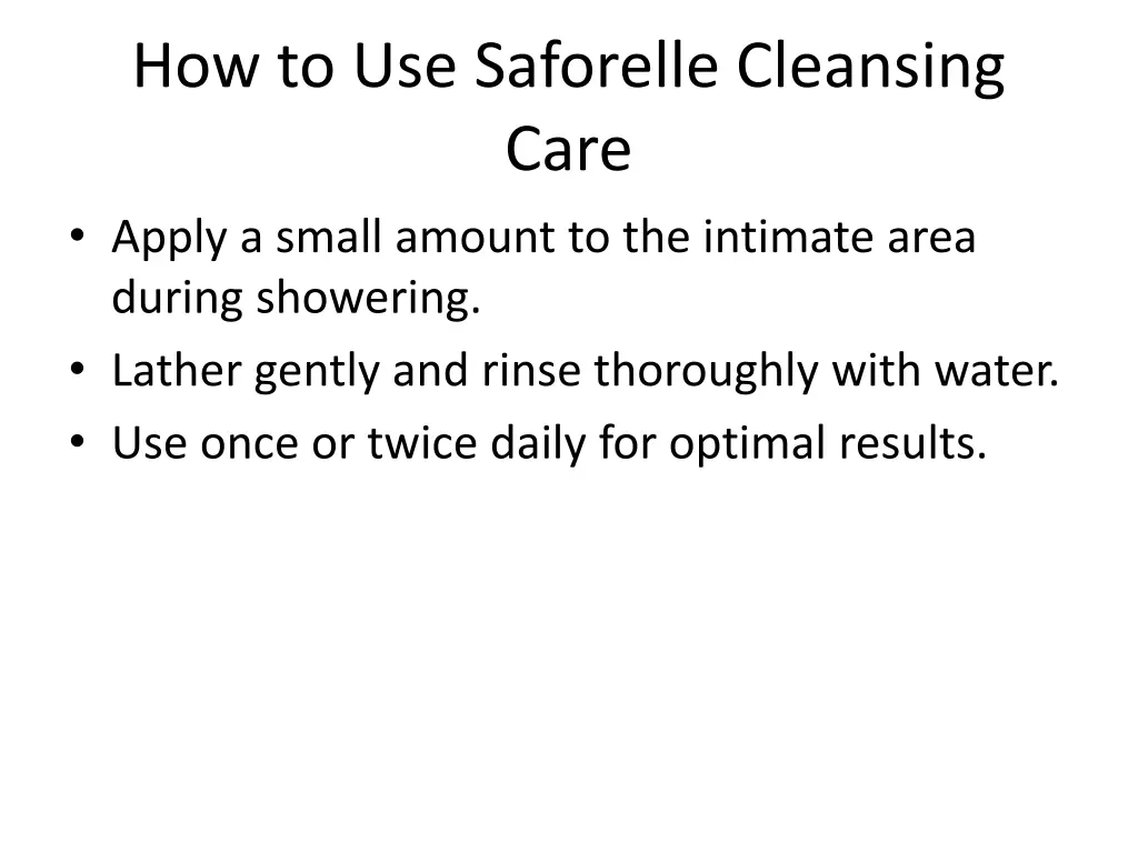 how to use saforelle cleansing care apply a small