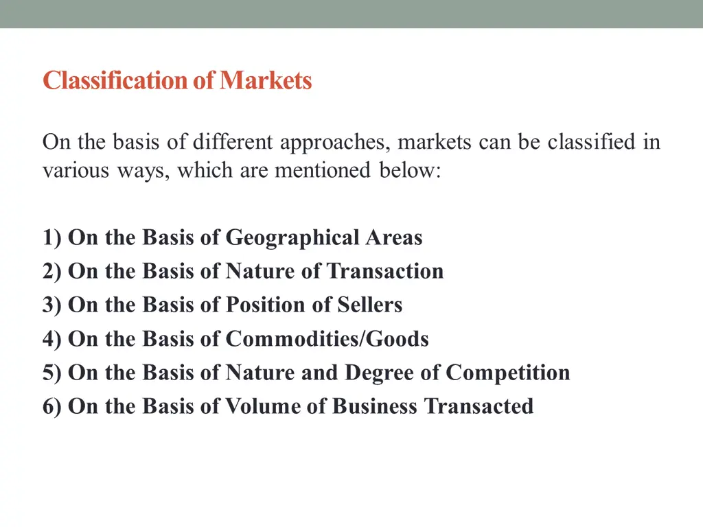 classification of markets