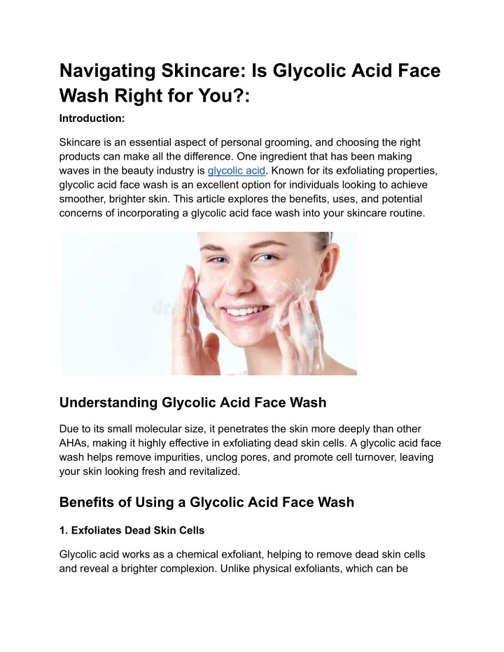navigating skincare is glycolic acid face wash