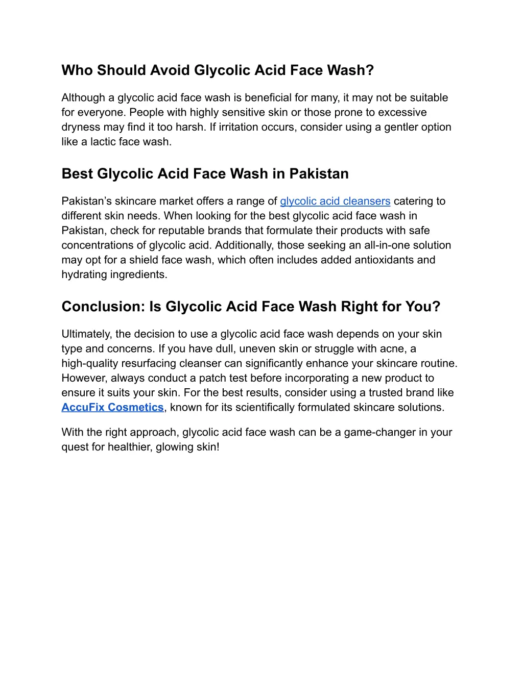 who should avoid glycolic acid face wash