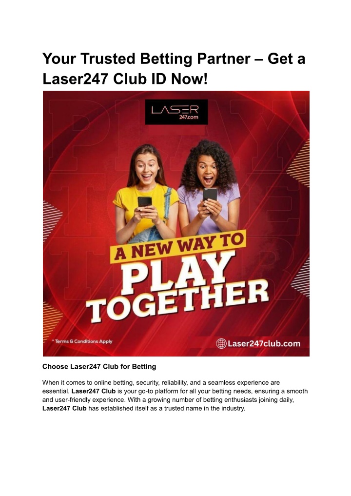 your trusted betting partner get a laser247 club