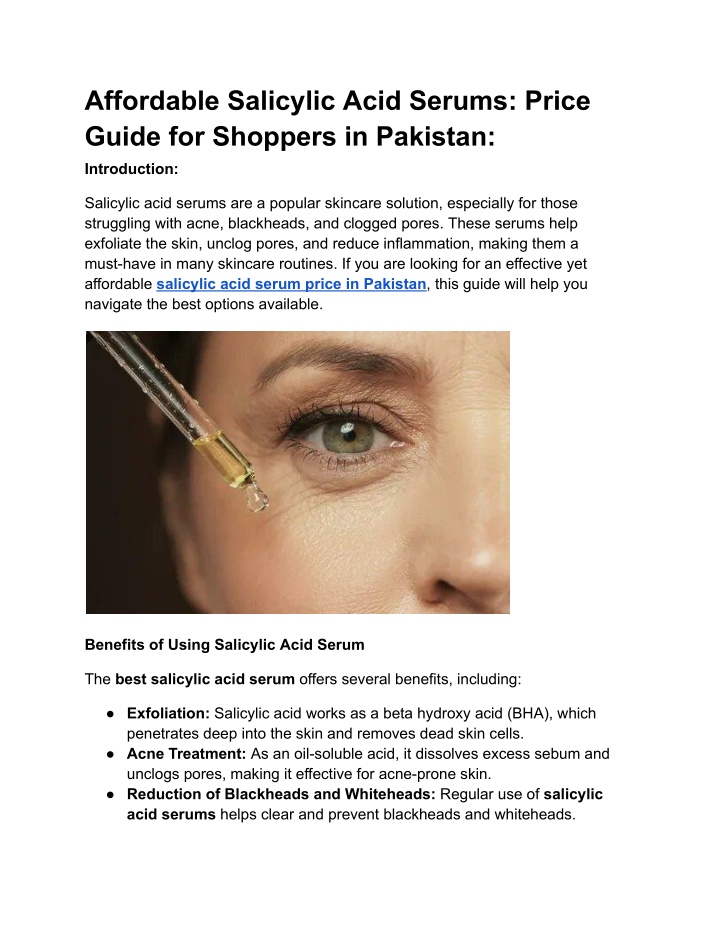 affordable salicylic acid serums price guide