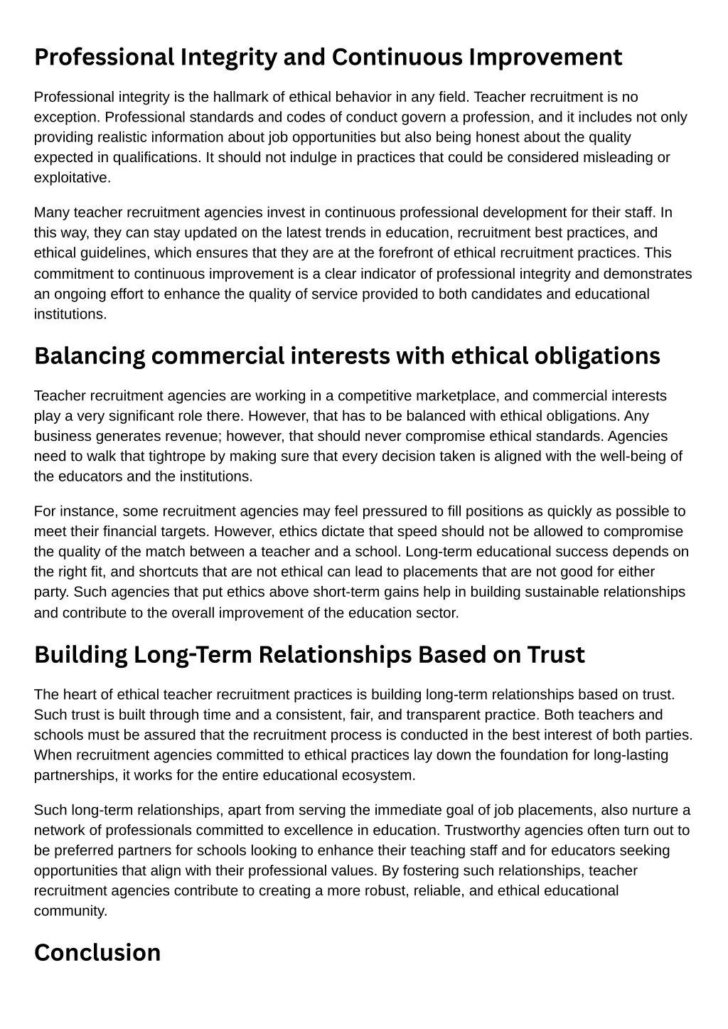 professional integrity and continuous improvement