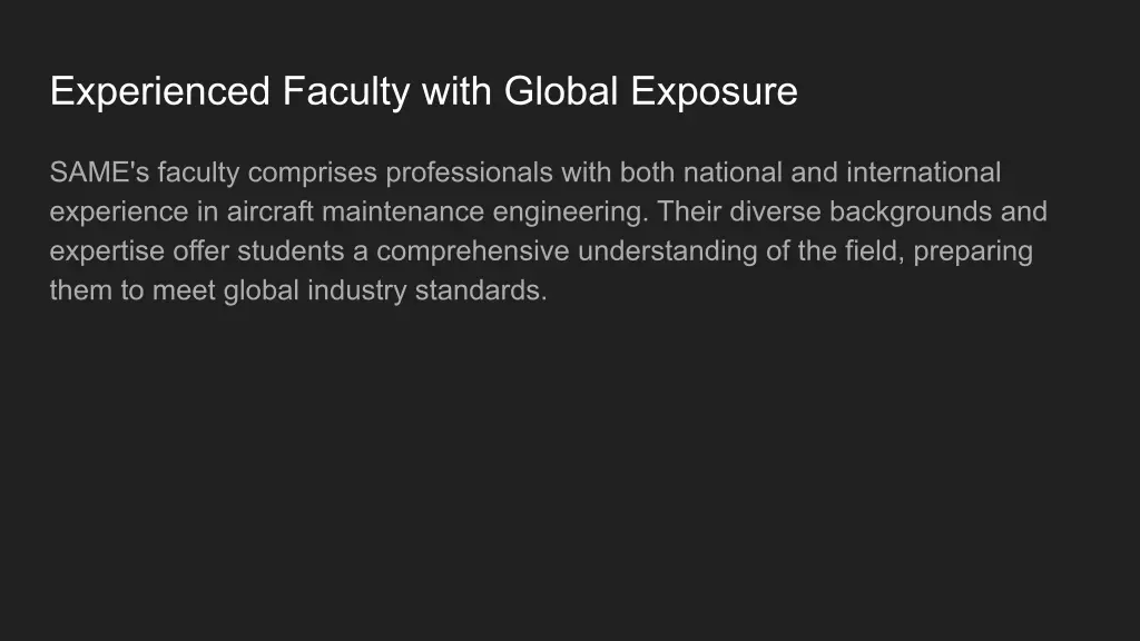 experienced faculty with global exposure