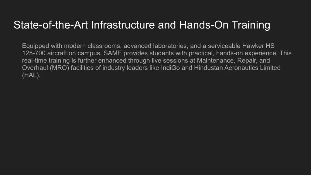 state of the art infrastructure and hands