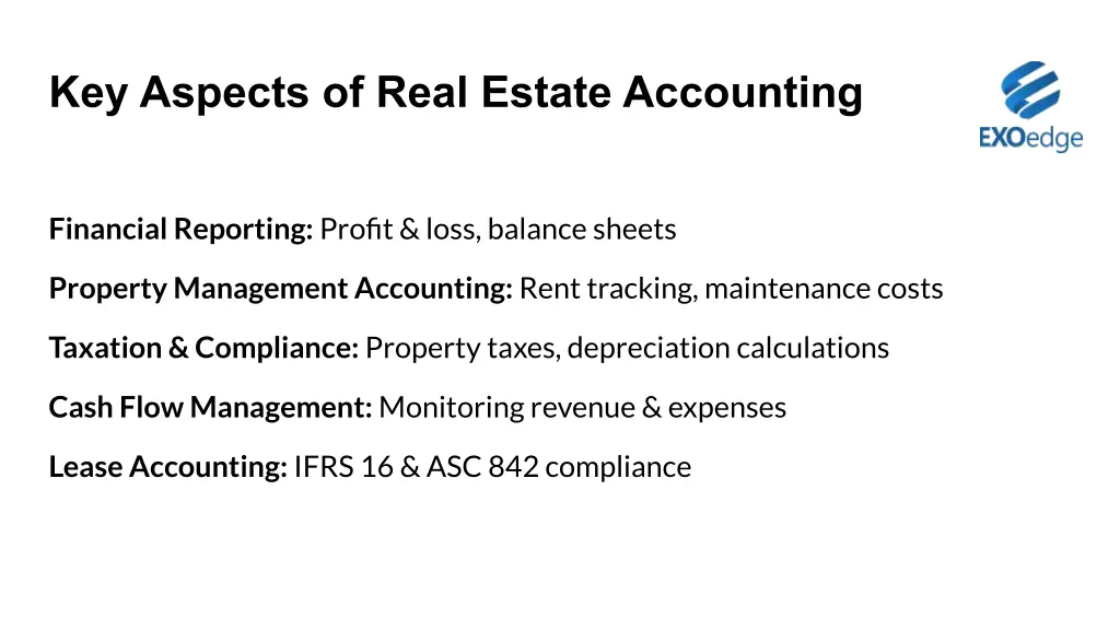 key aspects of real estate accounting