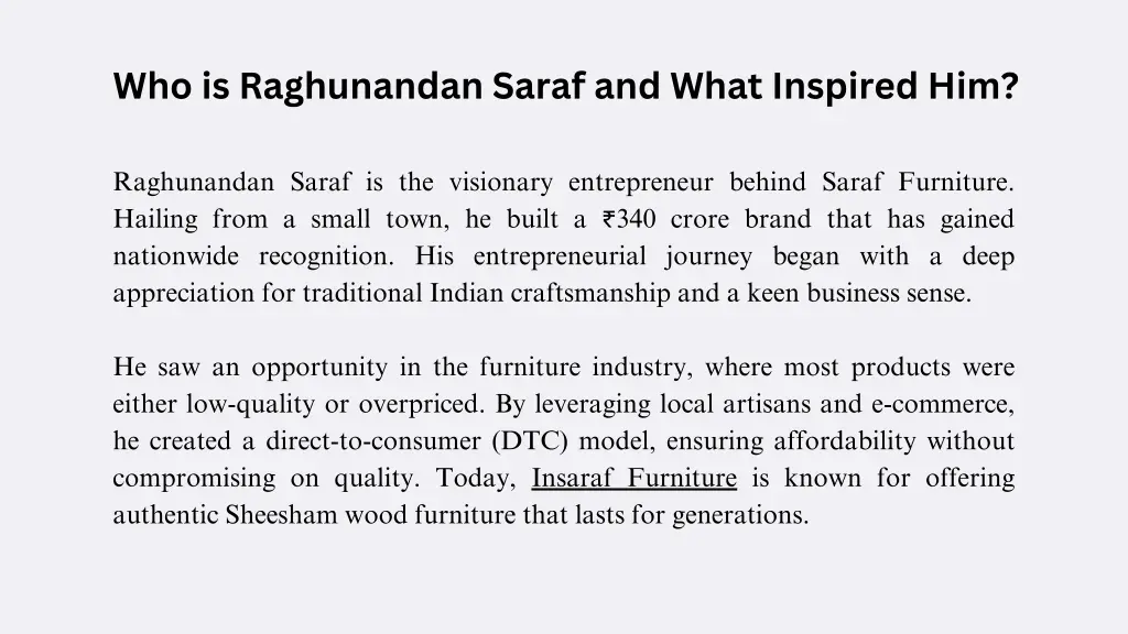 who is raghunandan saraf and what inspired him