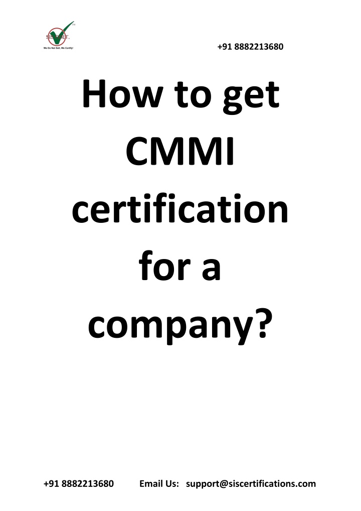 91 8882213680 how to get cmmi certification