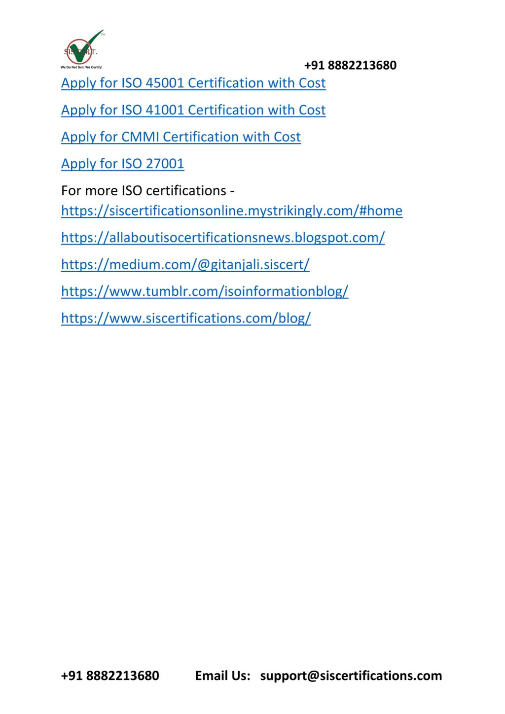91 8882213680 apply for iso 45001 certification