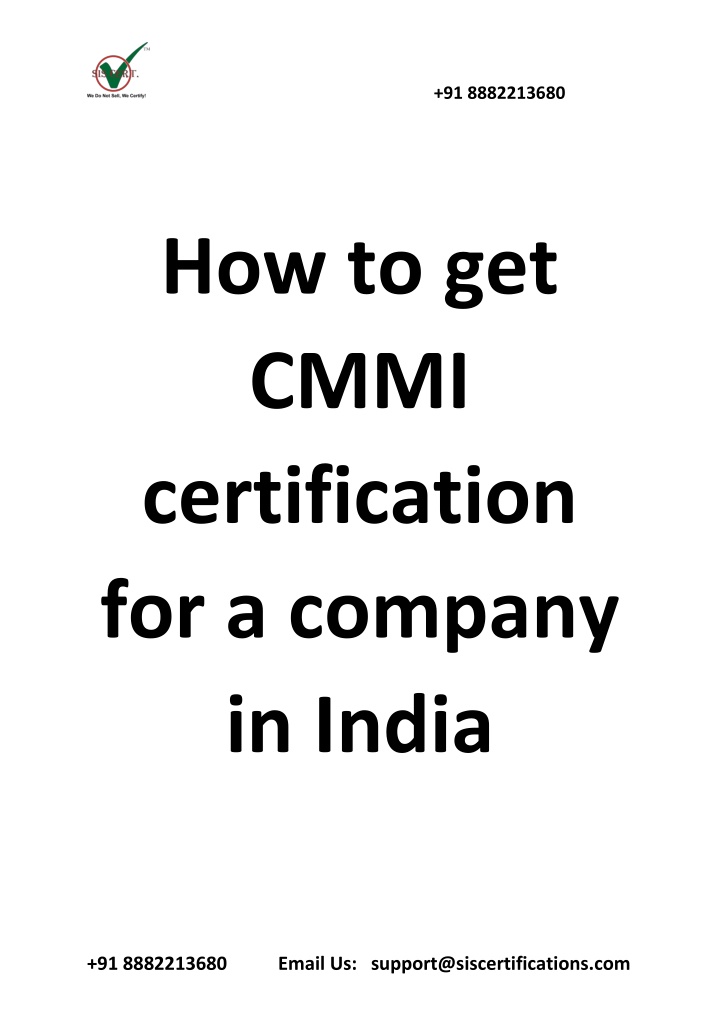91 8882213680 how to get cmmi certification