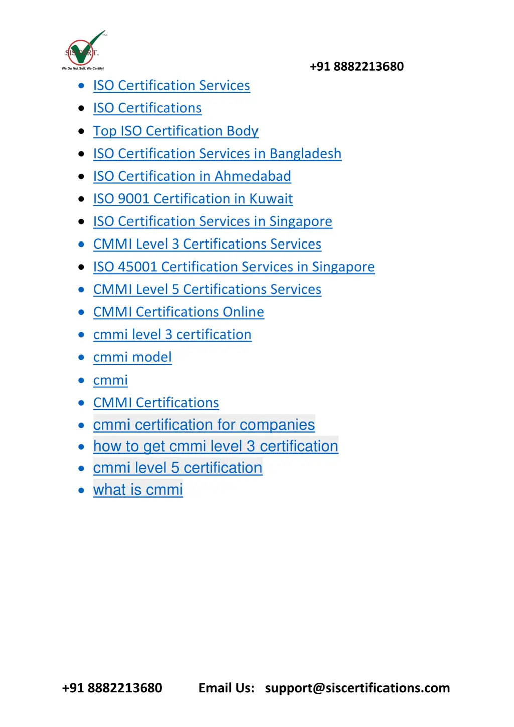 91 8882213680 iso certification services
