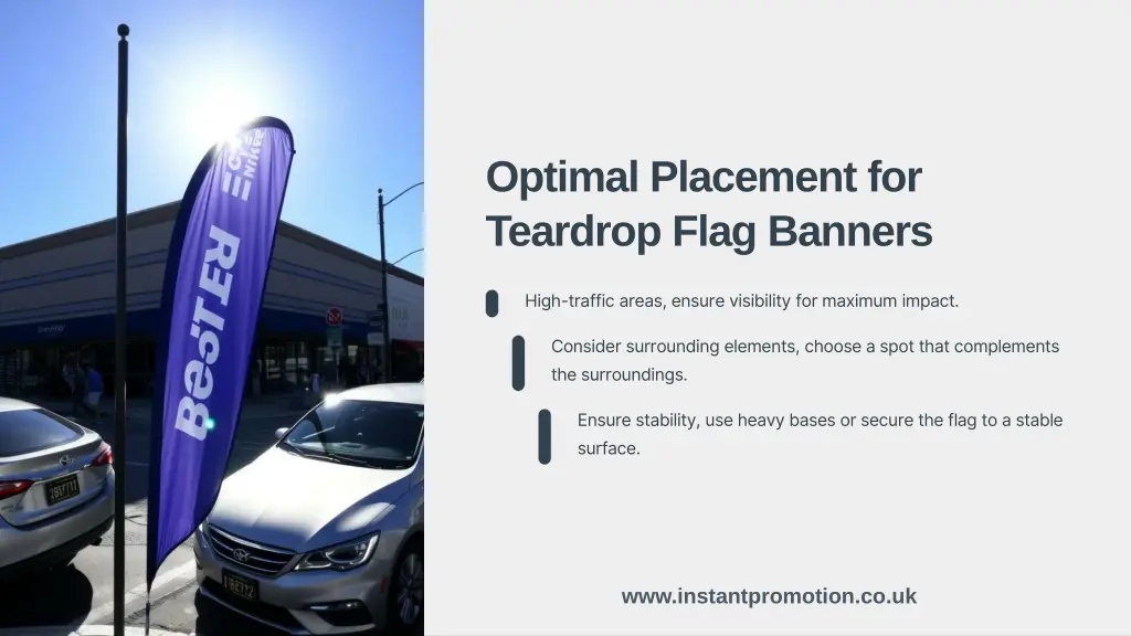 optimal placement for teardrop flag banners